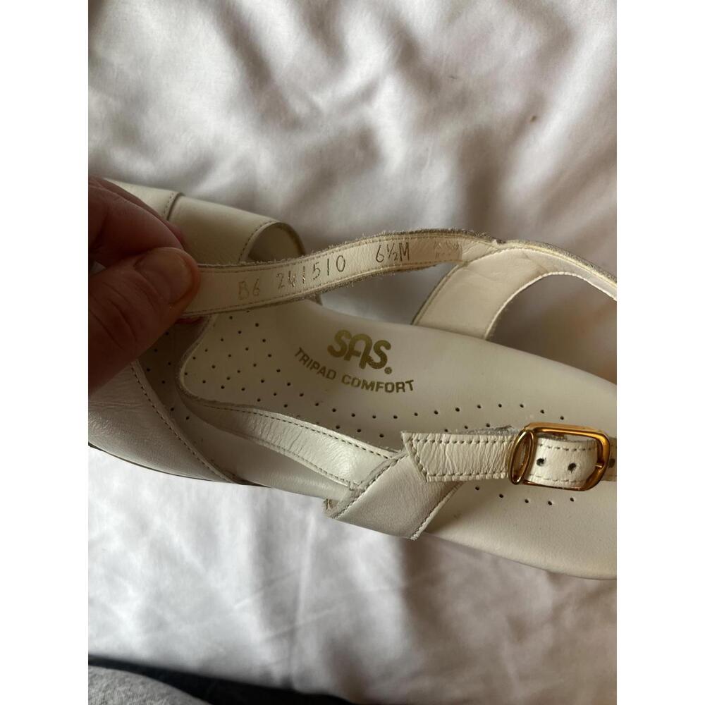 SAS White Tripad Comfort Open Toe Perforated Insole Adjustable Strap Sandals 6.5 - Picture 4 of 6